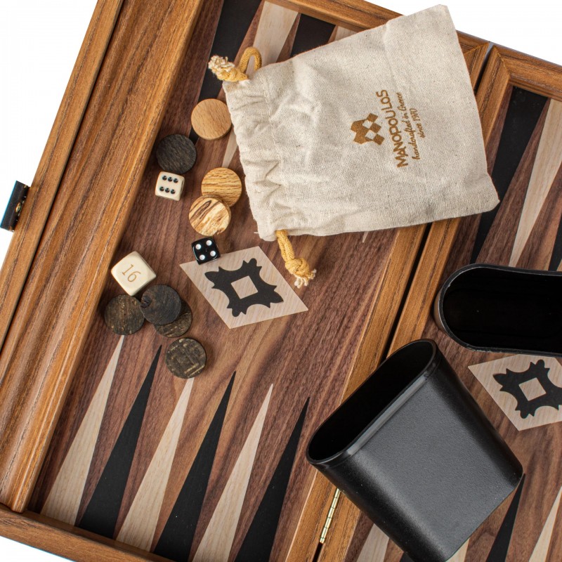 Backgammon set MANOPOULOS Walnut MEDIUM 38x23 cm