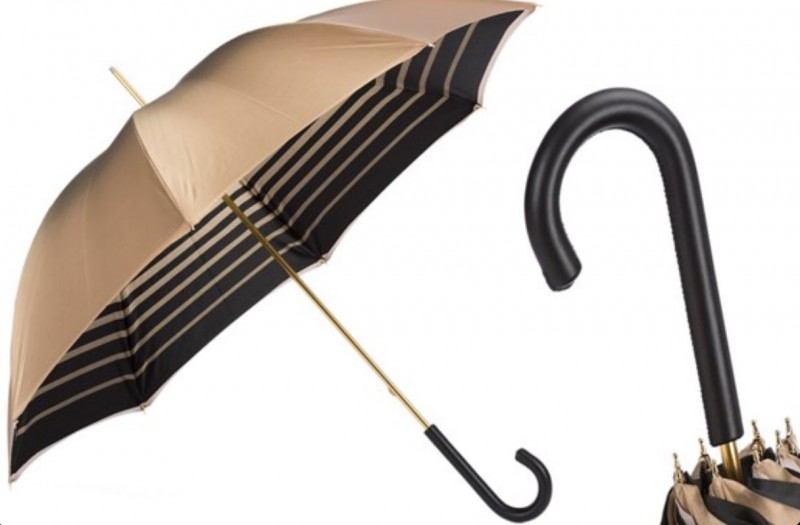 Kišobran Pasotti - Ivory Umbrella with Striped Interior, Double Cloth