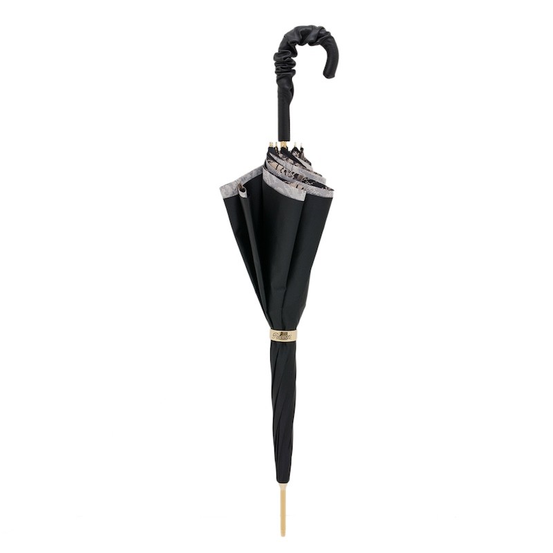 Kišobran Pasotti - Snake Print Umbrella with Ruched Leather Handle
