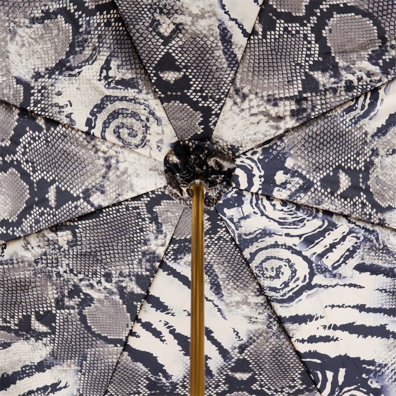 Kišobran Pasotti - Snake Print Umbrella with Ruched Leather Handle