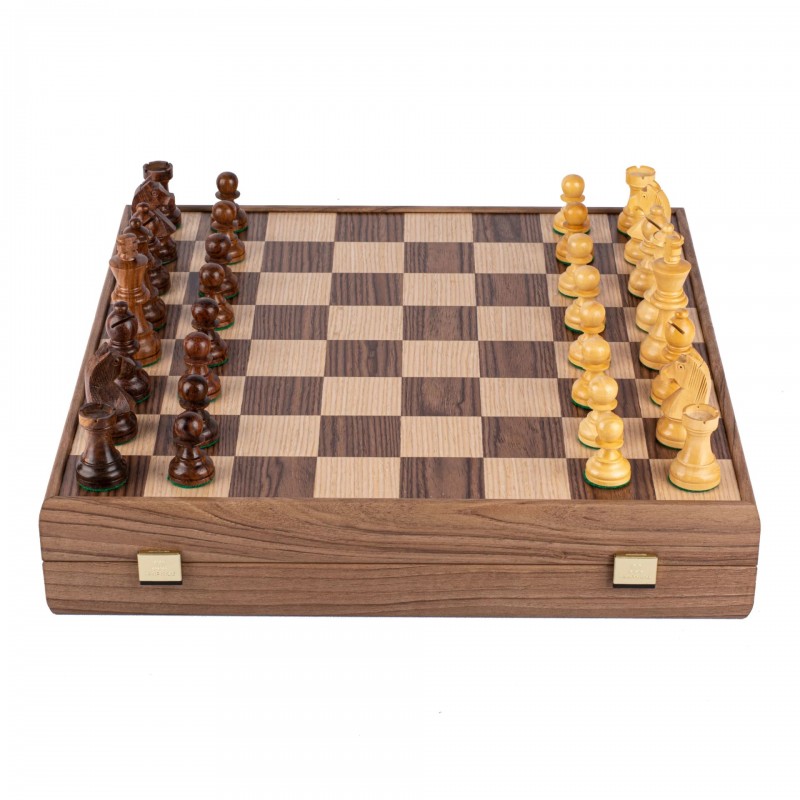 Šah set MANOPOULOS Staunton Chessmen & Olive Burl Chessboard 35x35 cm
