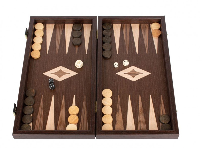 Šah set + Dama MANOPOULOS Walnut & Oak points 30x17 cm