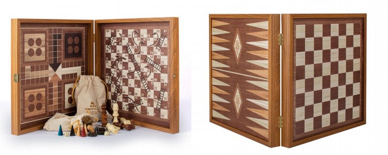 Šah set MANOPOULOS Classic design in Walnut replica wooden case 34x34 cm