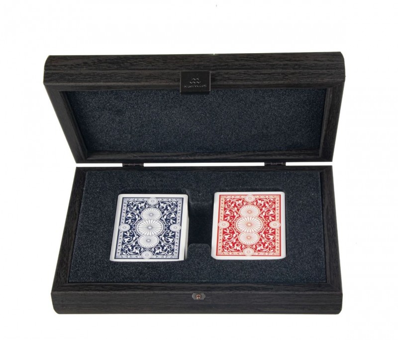 Igraće karte MANOPOULOS Plastic coated playing cards in Black wooden case 24x17c