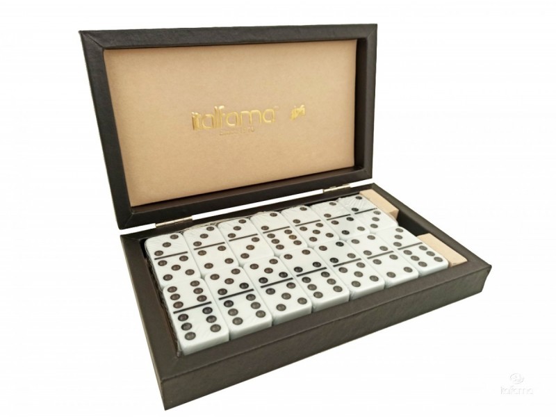 Domino set ITALFAMA Double Six Black Leatherette