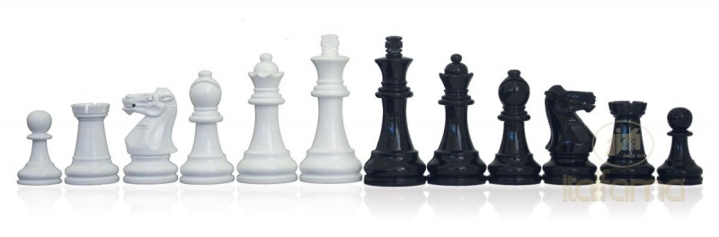 Šah set ITALFAMA Stauton White/Black Lacquered + Lacquered Chessboard 50x50 cm