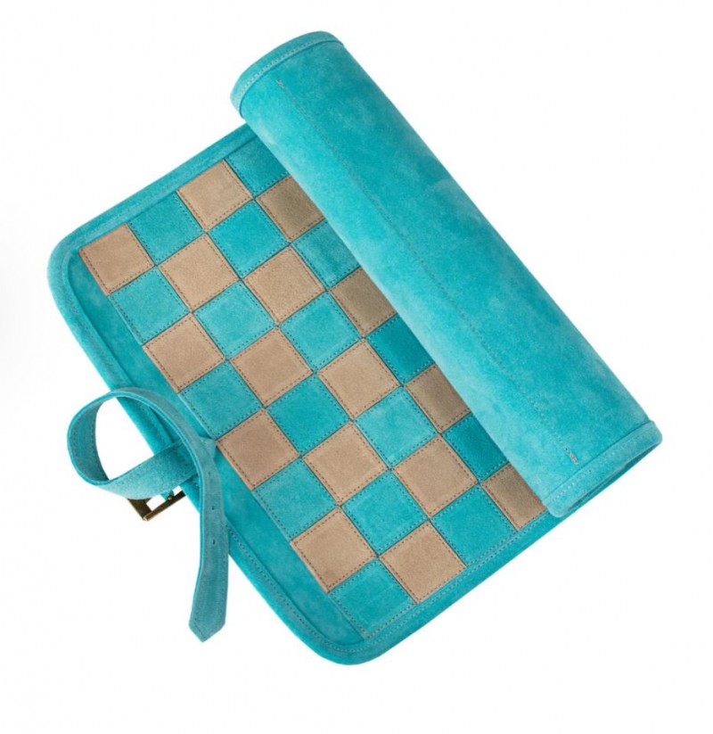 Šah set MANOPOULOS Handmade Travel Size Chess Set with Metal Chess Turquoise