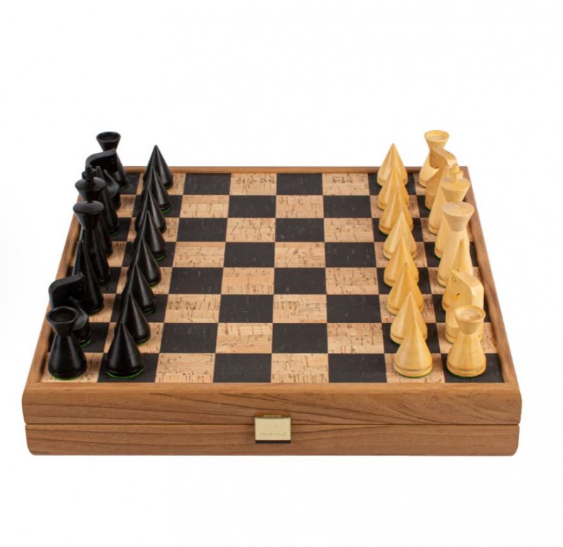 Šah set MANOPOULOS Black Natural Cork 40x40 cm