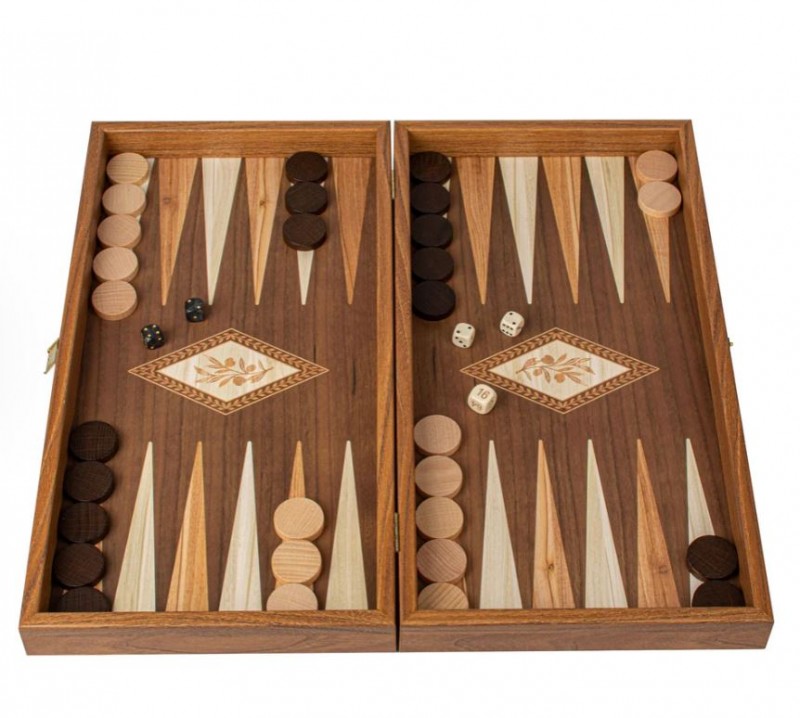 Šah i Backgammon set MANOPOULOS Olive branch in brown colours 48x26 cm