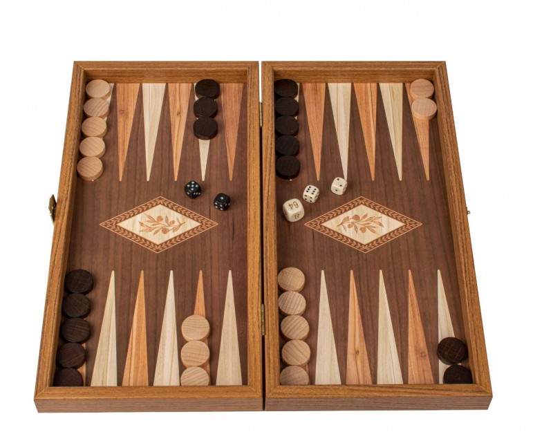 Šah i Backgammon set MANOPOULOS Olive branch in brown colours 38x20 cm